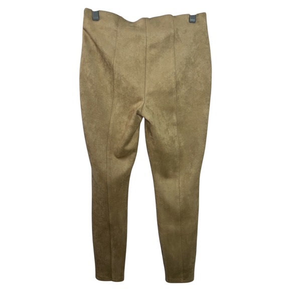 Chicos 1 Faux Suede Leggings Camel Tan Elastic Waist Pull On Pants Womens Size 8 - Picture 6 of 7